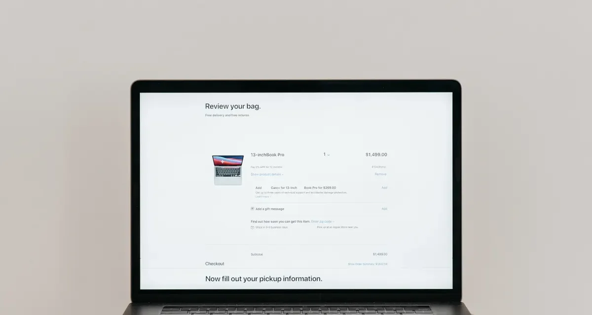 Laptop showing a product page