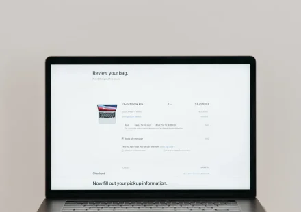 Laptop showing a product page