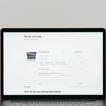 Laptop showing a product page