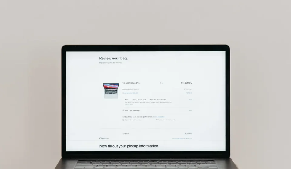 Laptop showing a product page