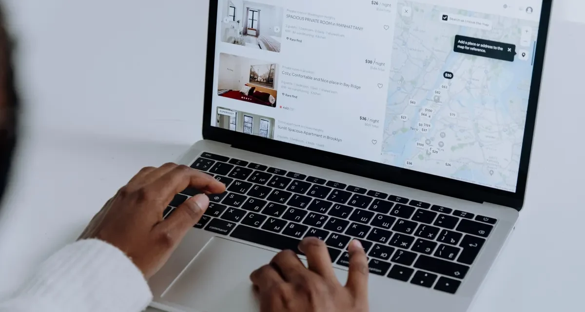 laptop showing a map view, suggesting local search