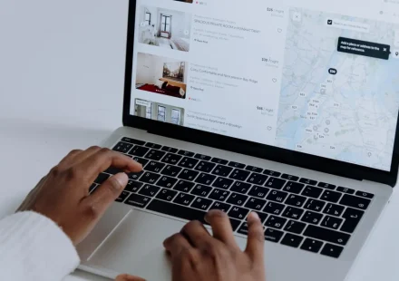 laptop showing a map view, suggesting local search