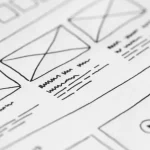 Website wireframe sketch showing page layout blocks